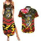 Custom Richmond Tigers Football Couples Matching Summer Maxi Dress and Hawaiian Shirt ANZAC Lest We Forget