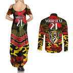 Custom Richmond Tigers Football Couples Matching Summer Maxi Dress and Long Sleeve Button Shirt ANZAC Lest We Forget
