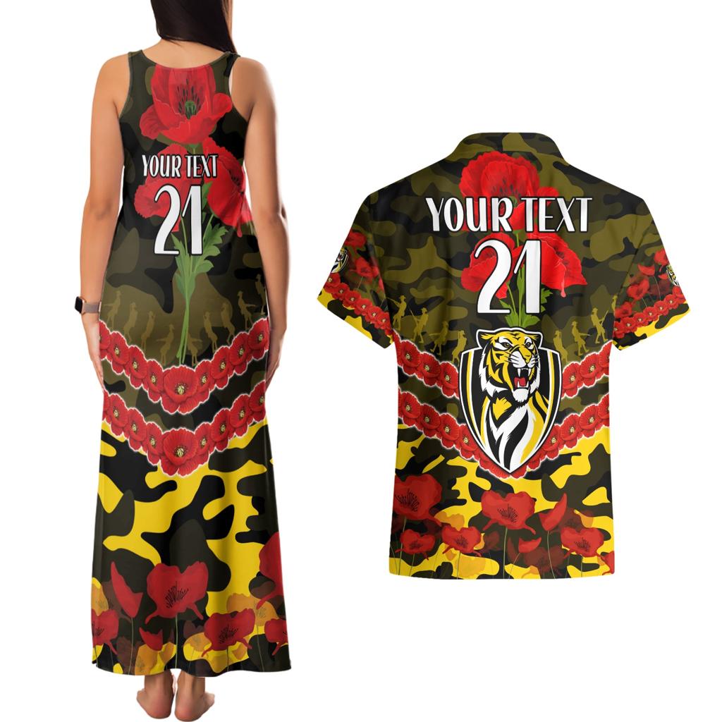 Custom Richmond Tigers Football Couples Matching Tank Maxi Dress and Hawaiian Shirt ANZAC Lest We Forget