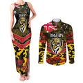 Custom Richmond Tigers Football Couples Matching Tank Maxi Dress and Long Sleeve Button Shirt ANZAC Lest We Forget