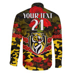 Custom Richmond Tigers Football Family Matching Long Sleeve Bodycon Dress and Hawaiian Shirt ANZAC Lest We Forget