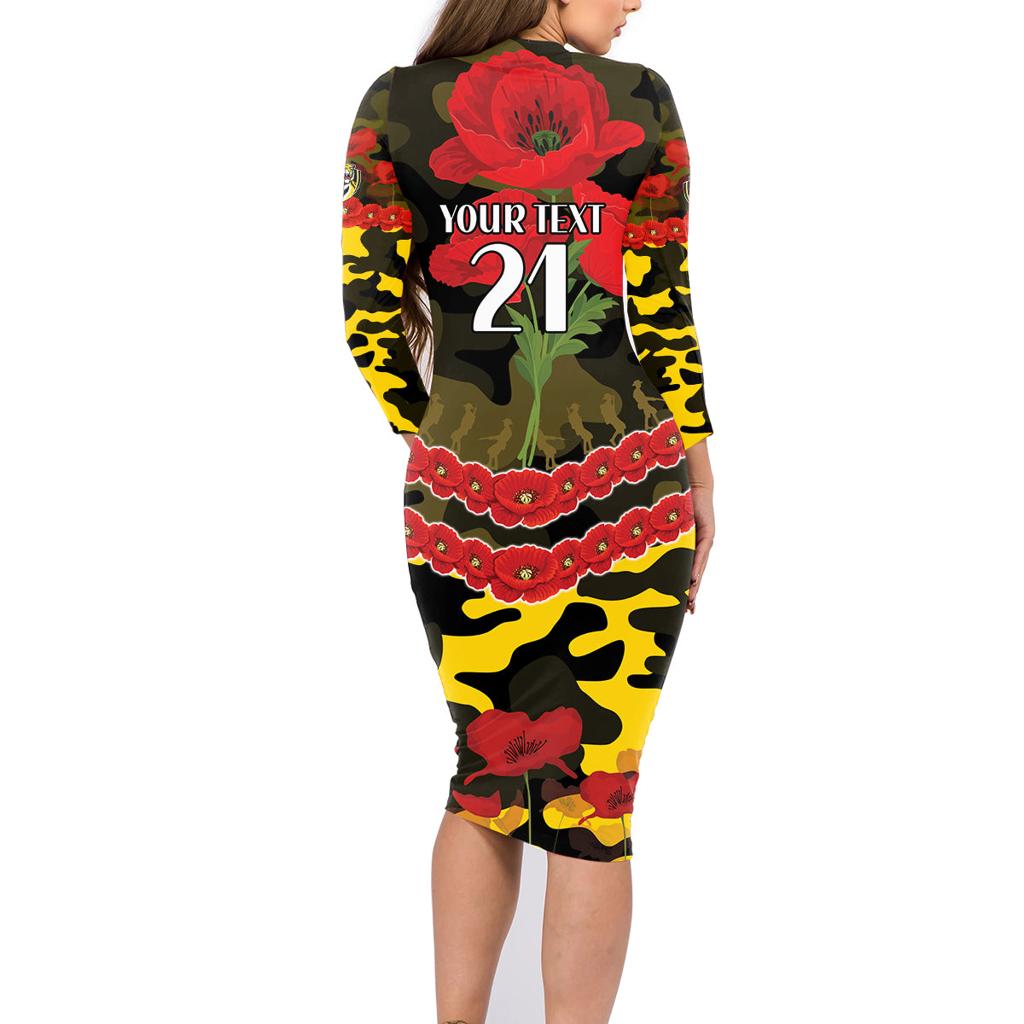 Custom Richmond Tigers Football Family Matching Long Sleeve Bodycon Dress and Hawaiian Shirt ANZAC Lest We Forget