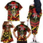 Custom Richmond Tigers Football Family Matching Off The Shoulder Long Sleeve Dress and Hawaiian Shirt ANZAC Lest We Forget