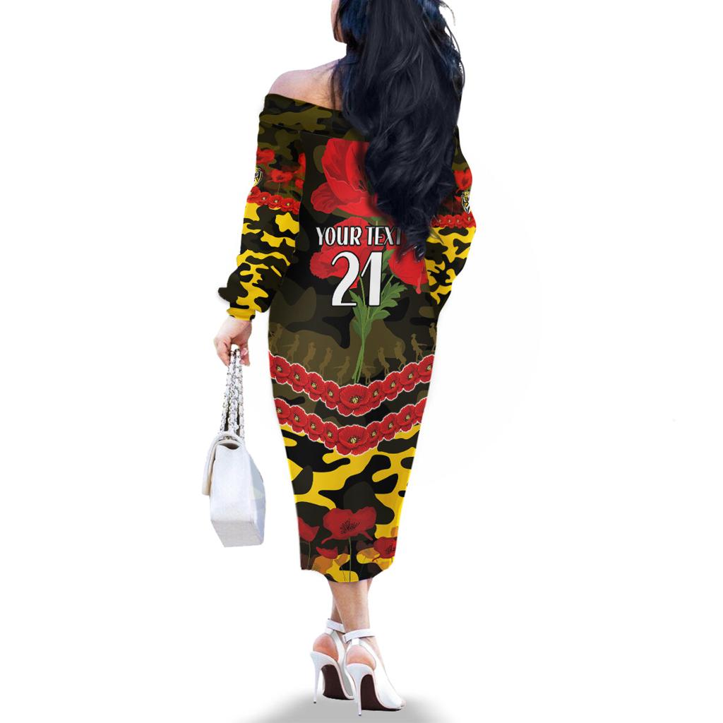 Custom Richmond Tigers Football Family Matching Off The Shoulder Long Sleeve Dress and Hawaiian Shirt ANZAC Lest We Forget