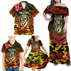 Custom Richmond Tigers Football Family Matching Off Shoulder Maxi Dress and Hawaiian Shirt ANZAC Lest We Forget