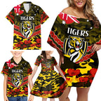 Custom Richmond Tigers Football Family Matching Off Shoulder Short Dress and Hawaiian Shirt ANZAC Lest We Forget