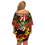 Custom Richmond Tigers Football Family Matching Off Shoulder Short Dress and Hawaiian Shirt ANZAC Lest We Forget
