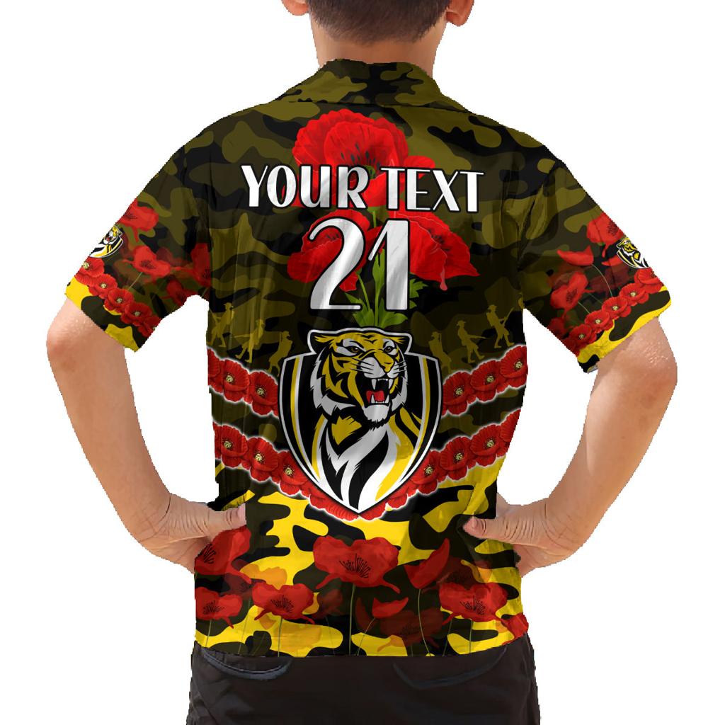 Custom Richmond Tigers Football Family Matching Puletasi and Hawaiian Shirt ANZAC Lest We Forget