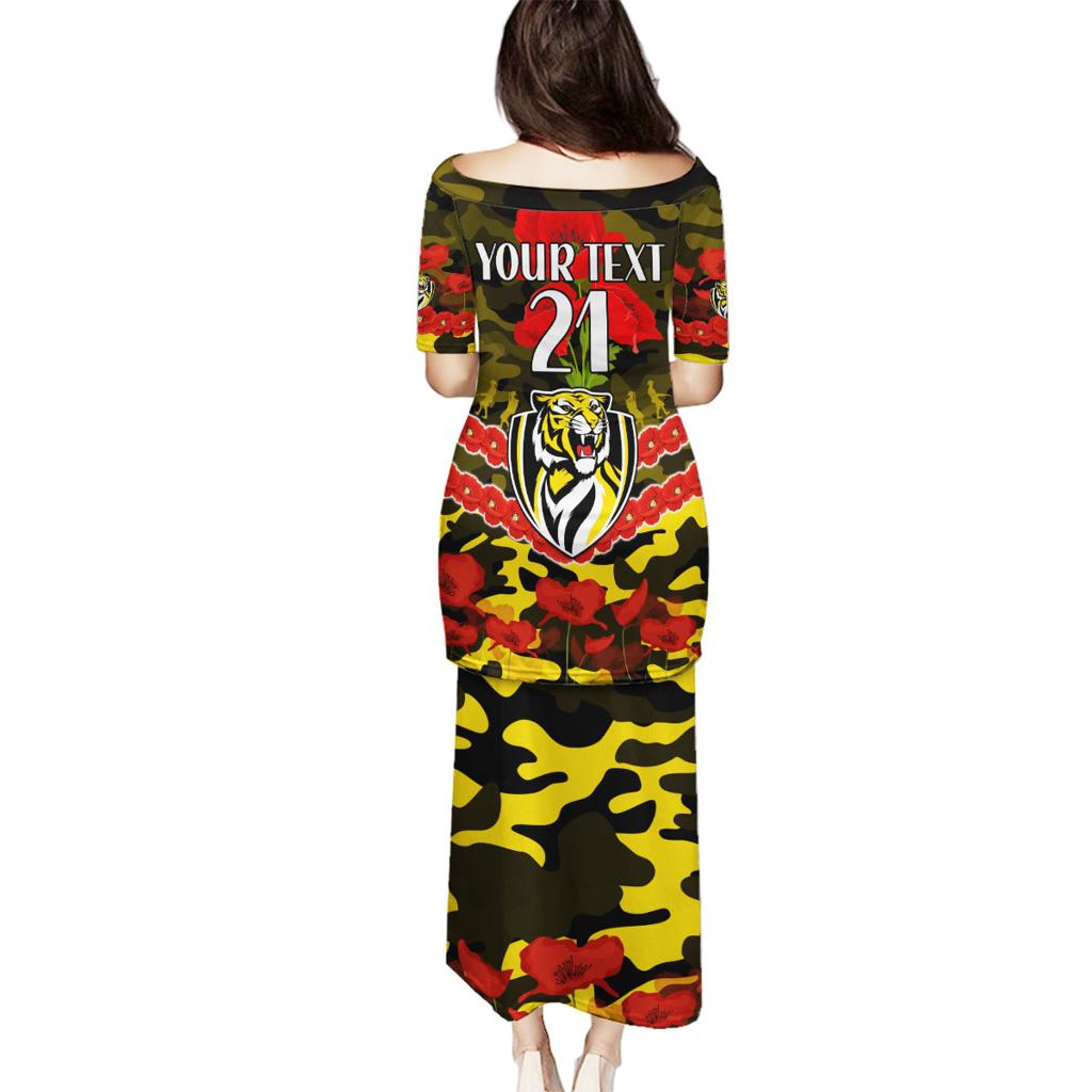 Custom Richmond Tigers Football Family Matching Puletasi and Hawaiian Shirt ANZAC Lest We Forget