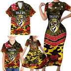 Custom Richmond Tigers Football Family Matching Short Sleeve Bodycon Dress and Hawaiian Shirt ANZAC Lest We Forget