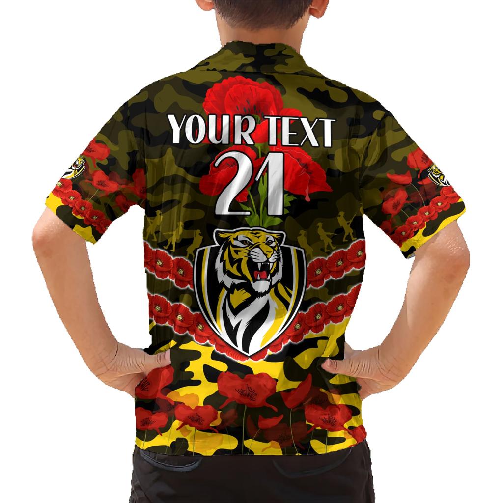 Custom Richmond Tigers Football Family Matching Short Sleeve Bodycon Dress and Hawaiian Shirt ANZAC Lest We Forget