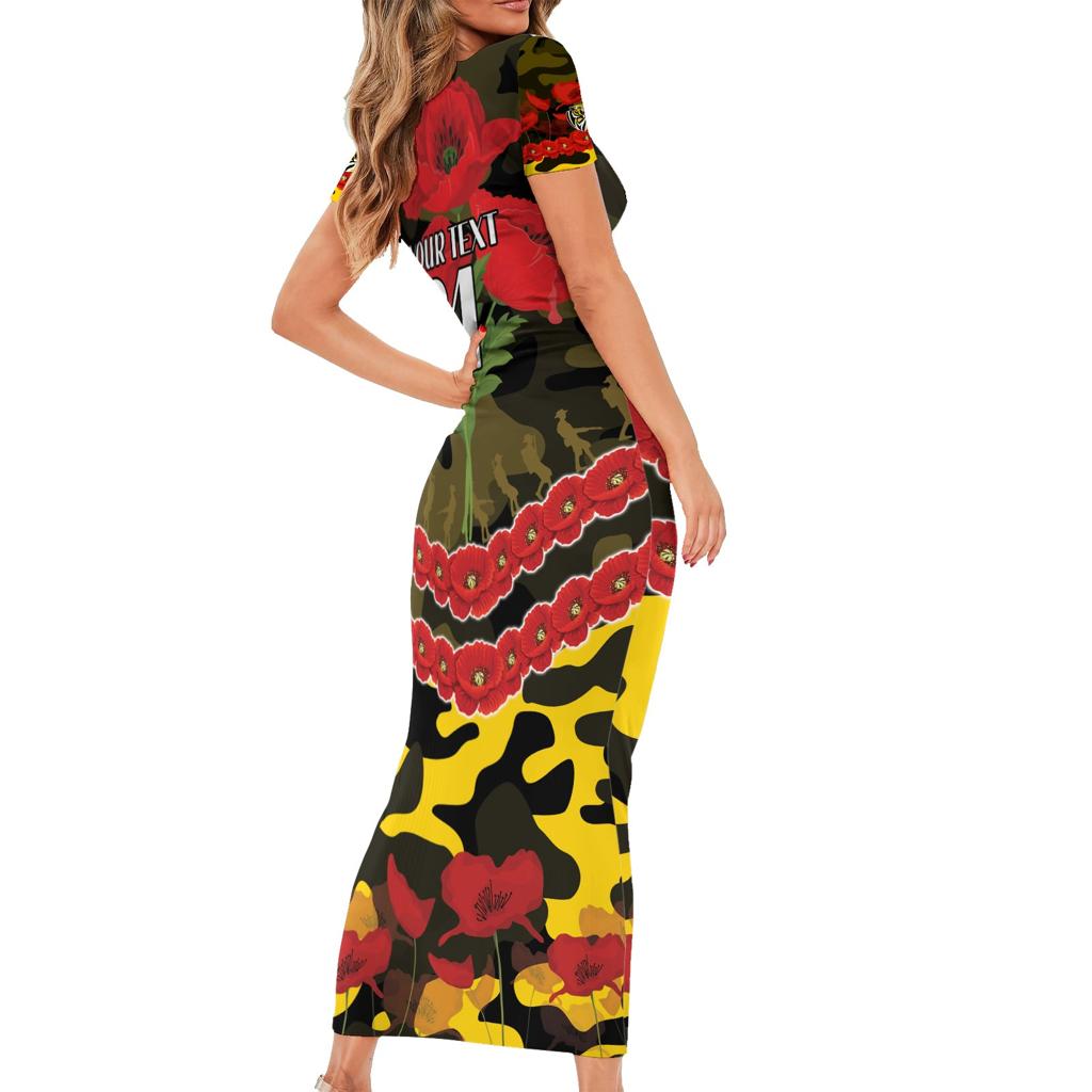 Custom Richmond Tigers Football Family Matching Short Sleeve Bodycon Dress and Hawaiian Shirt ANZAC Lest We Forget