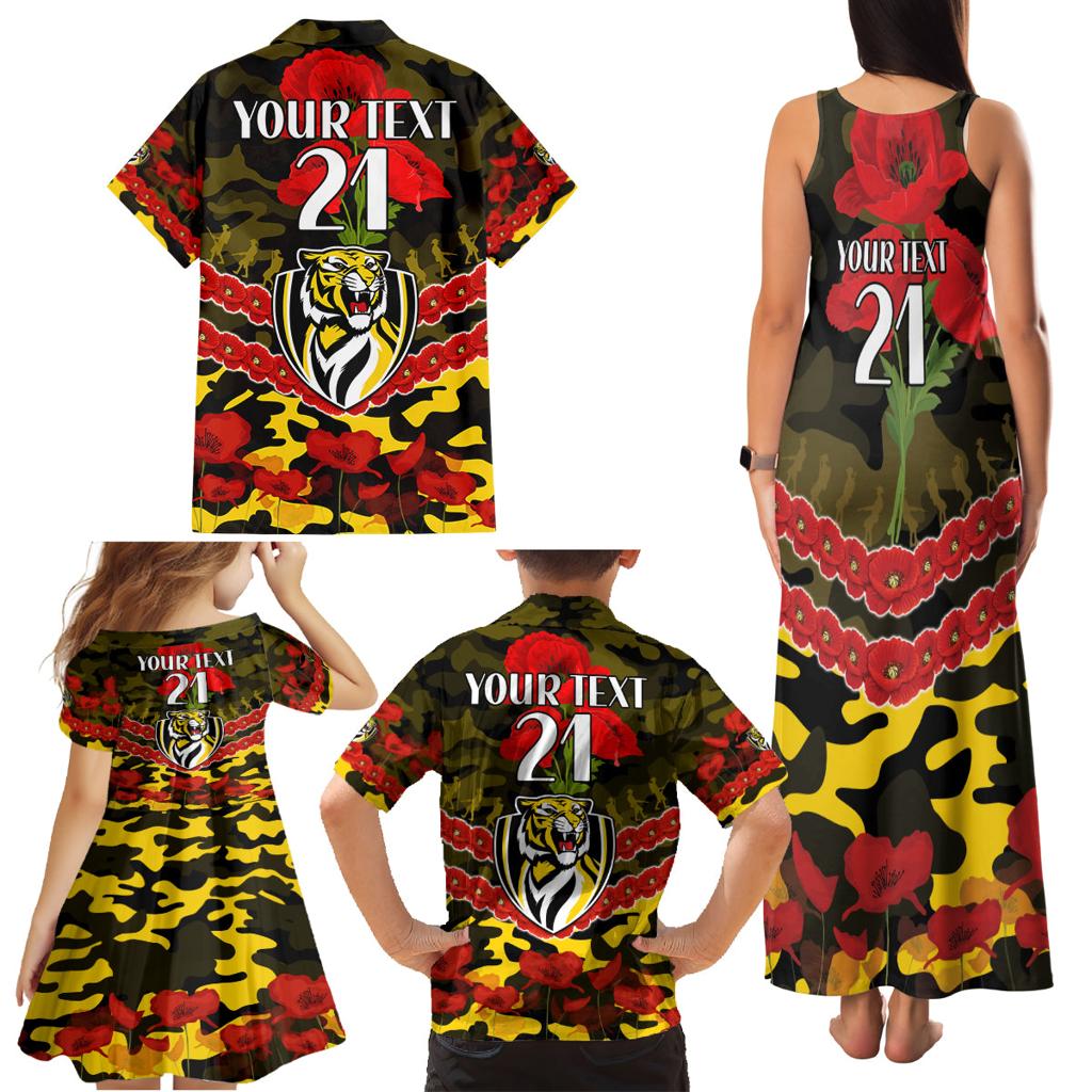 Custom Richmond Tigers Football Family Matching Tank Maxi Dress and Hawaiian Shirt ANZAC Lest We Forget