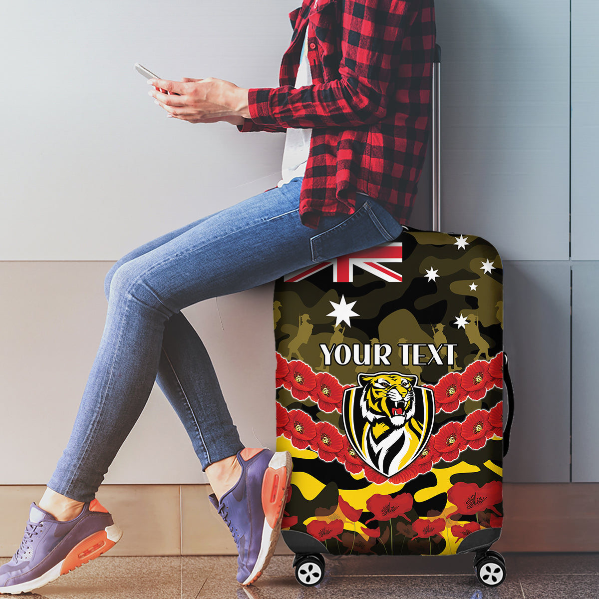 Custom Richmond Tigers Football Luggage Cover ANZAC Lest We Forget