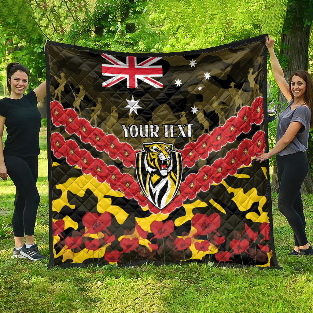 Custom Richmond Tigers Football Quilt ANZAC Lest We Forget