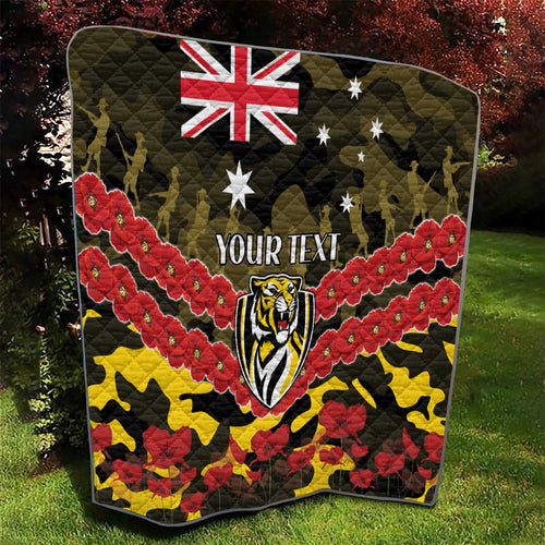 Custom Richmond Tigers Football Quilt ANZAC Lest We Forget