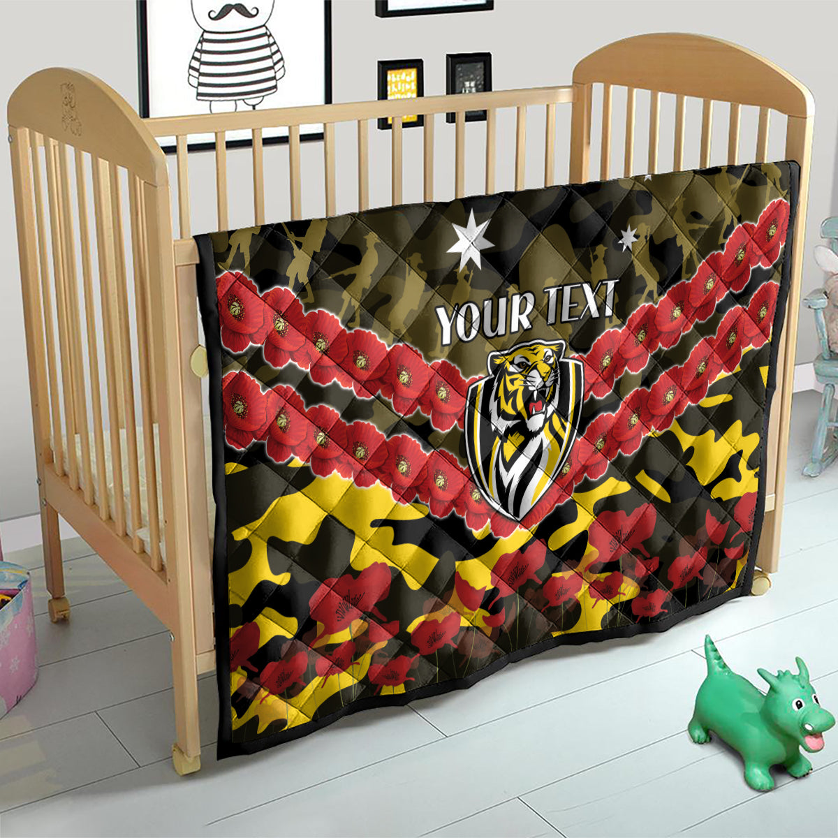 Custom Richmond Tigers Football Quilt ANZAC Lest We Forget