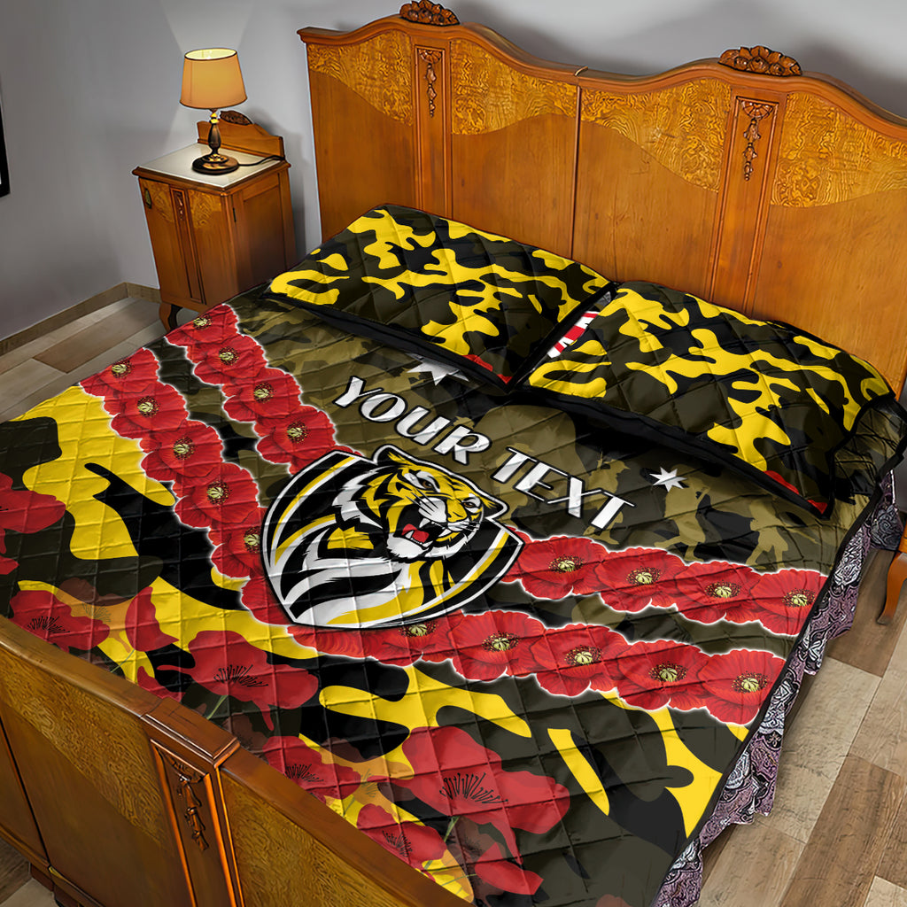 Custom Richmond Tigers Football Quilt Bed Set ANZAC Lest We Forget