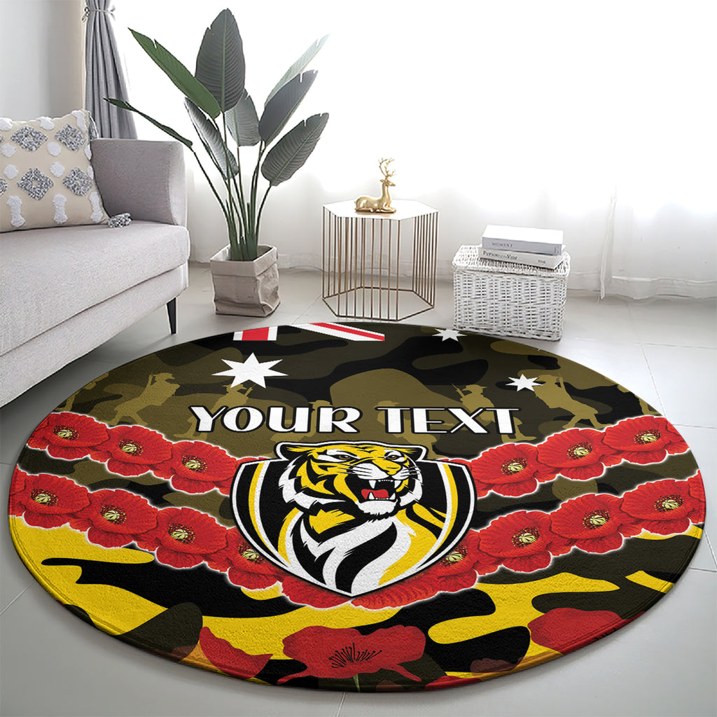 Custom Richmond Tigers Football Round Carpet ANZAC Lest We Forget