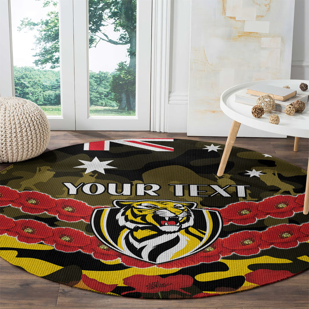 Custom Richmond Tigers Football Round Carpet ANZAC Lest We Forget