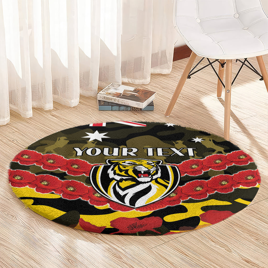 Custom Richmond Tigers Football Round Carpet ANZAC Lest We Forget