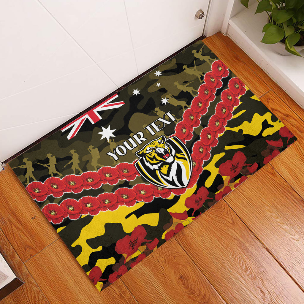 Custom Richmond Tigers Football Rubber Doormat ANZAC Lest We Forget