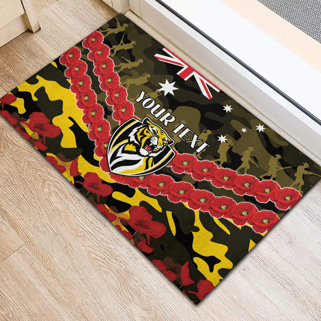 Custom Richmond Tigers Football Rubber Doormat ANZAC Lest We Forget
