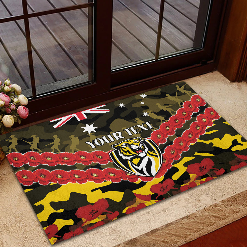 Custom Richmond Tigers Football Rubber Doormat ANZAC Lest We Forget