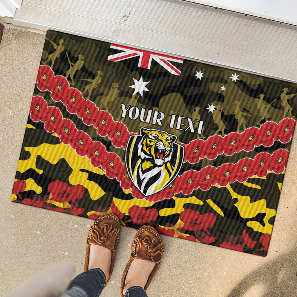 Custom Richmond Tigers Football Rubber Doormat ANZAC Lest We Forget