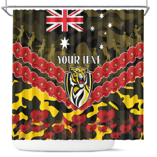 Custom Richmond Tigers Football Shower Curtain ANZAC Lest We Forget