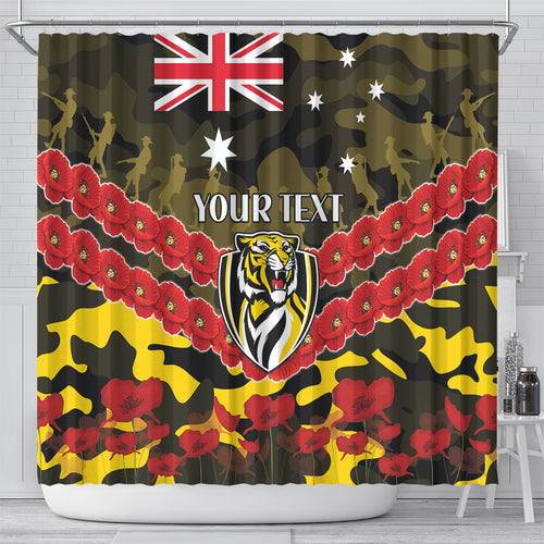 Custom Richmond Tigers Football Shower Curtain ANZAC Lest We Forget