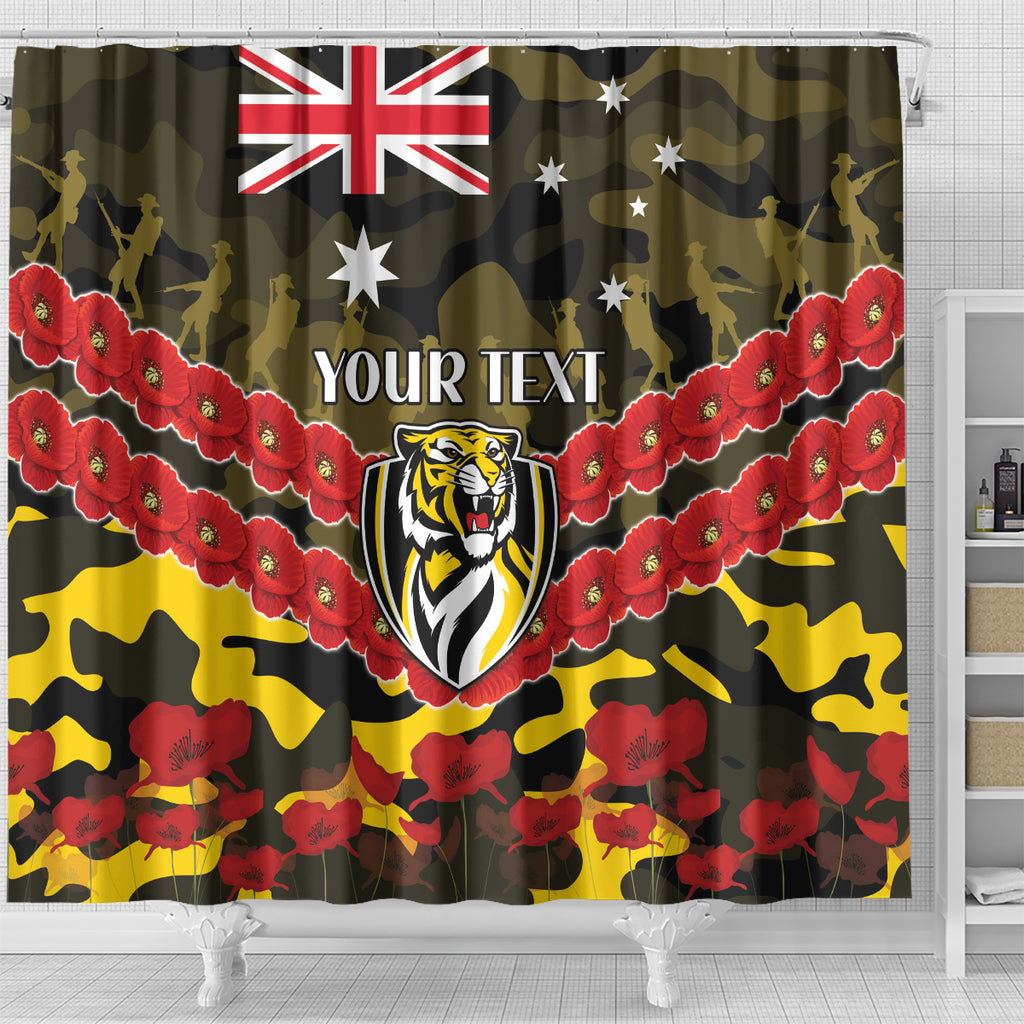 Custom Richmond Tigers Football Shower Curtain ANZAC Lest We Forget