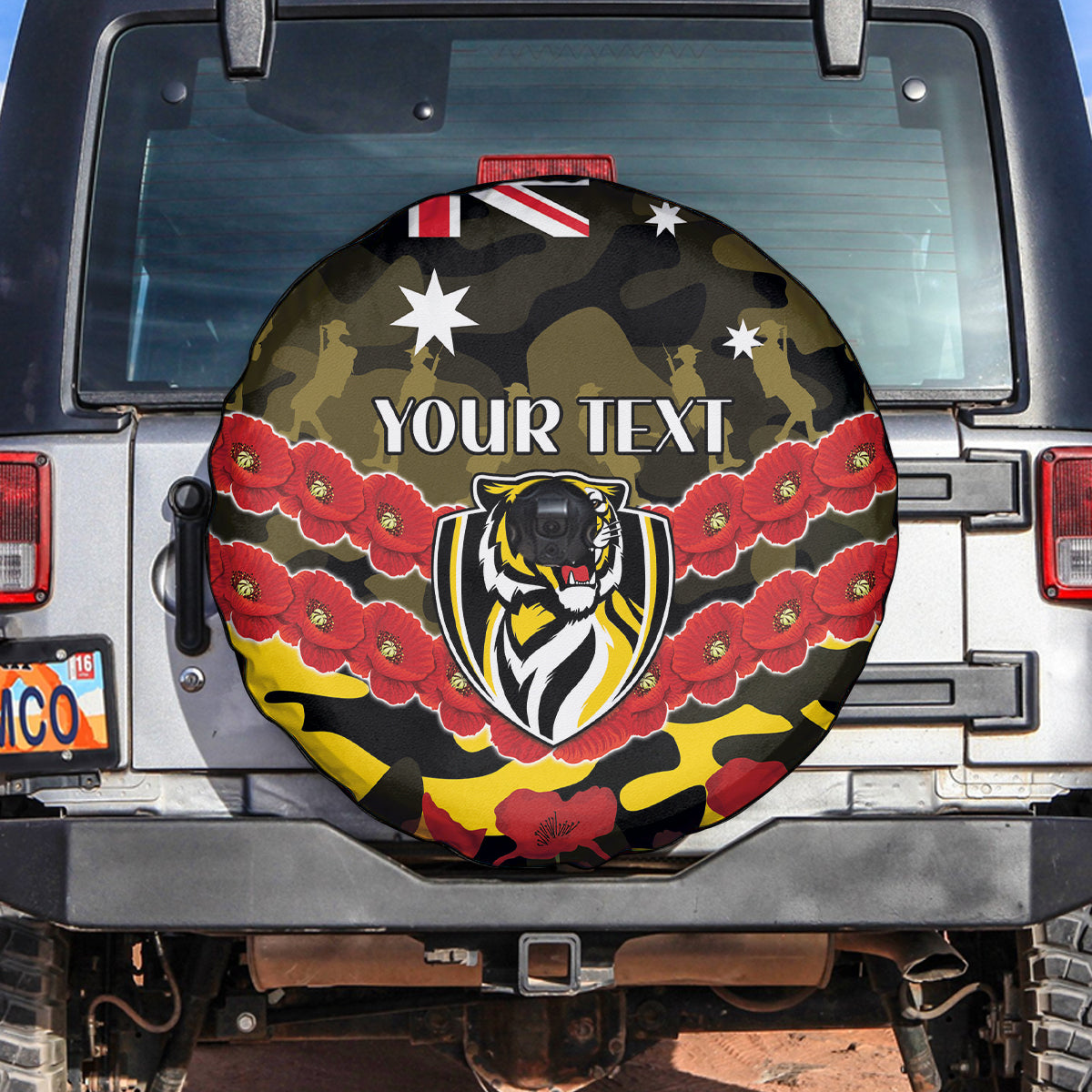 Custom Richmond Tigers Football Spare Tire Cover ANZAC Lest We Forget