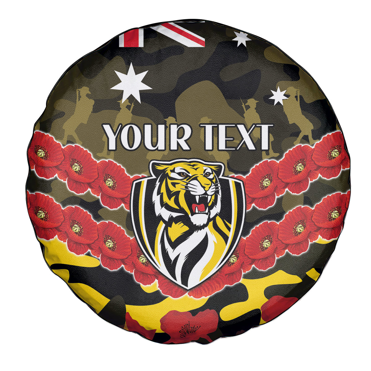 Custom Richmond Tigers Football Spare Tire Cover ANZAC Lest We Forget