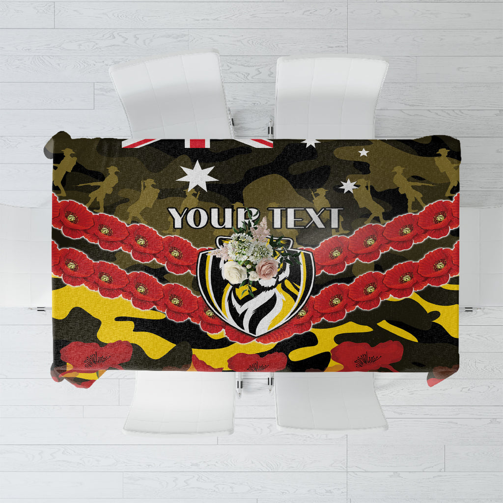 Custom Richmond Tigers Football Tablecloth ANZAC Lest We Forget