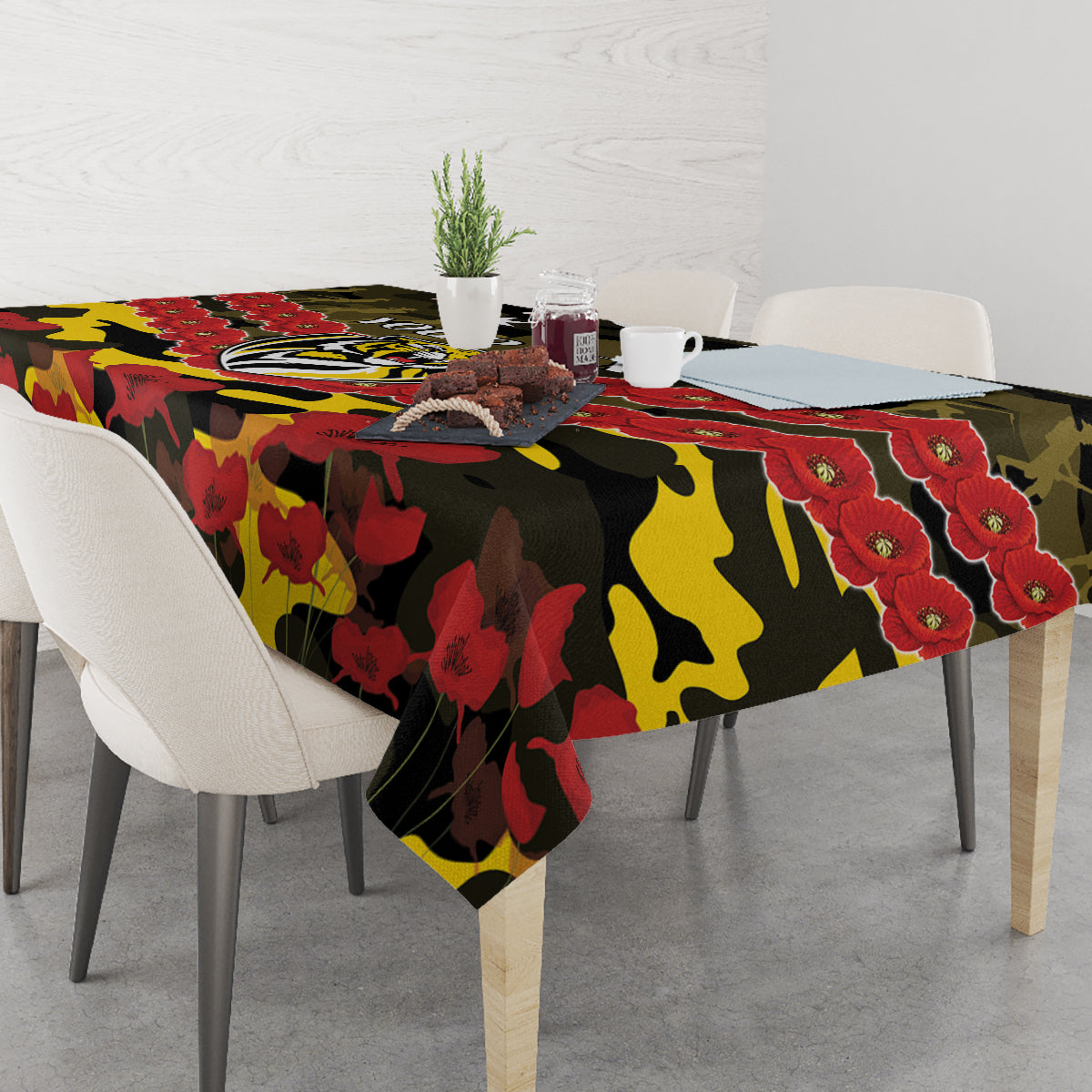 Custom Richmond Tigers Football Tablecloth ANZAC Lest We Forget