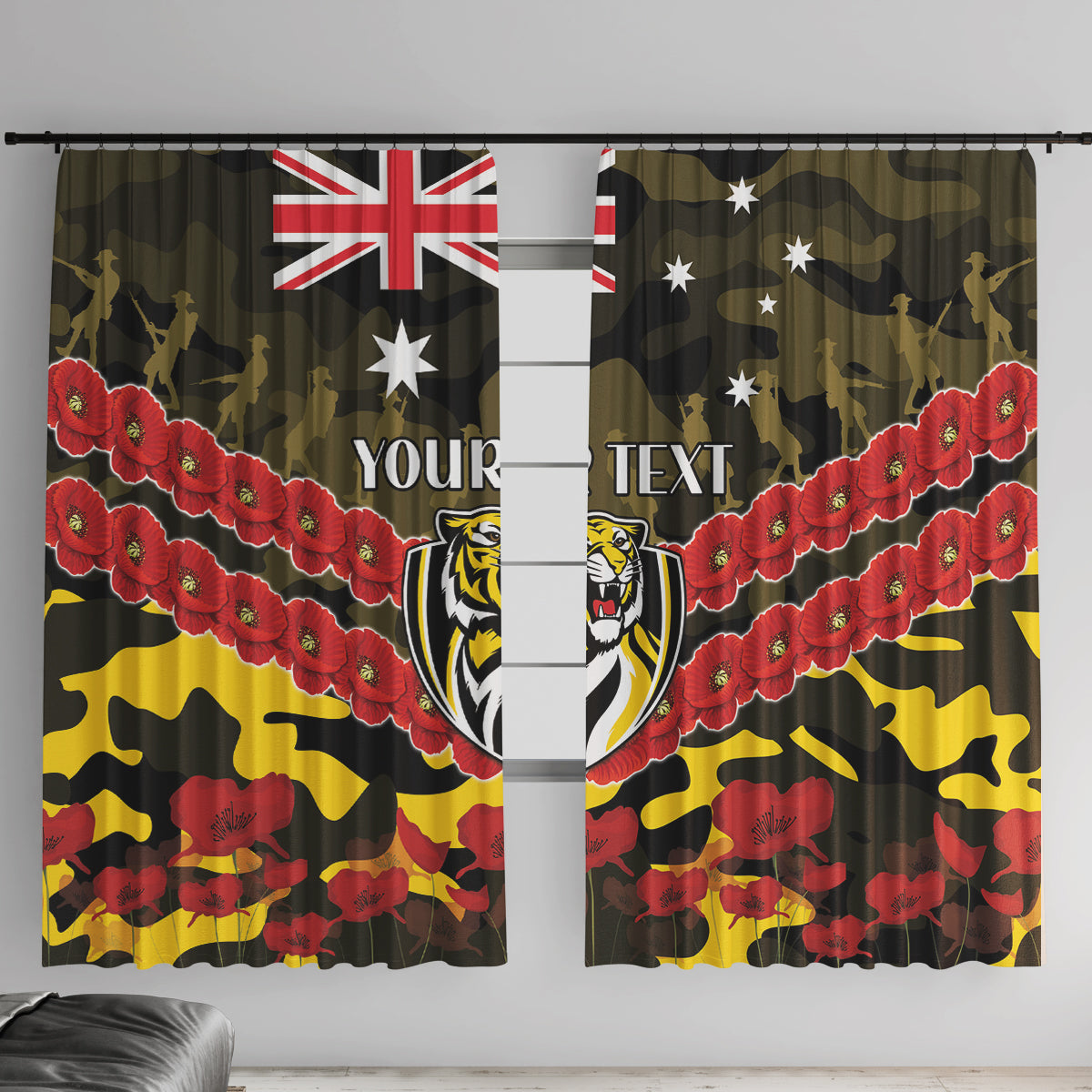 Custom Richmond Tigers Football Window Curtain ANZAC Lest We Forget