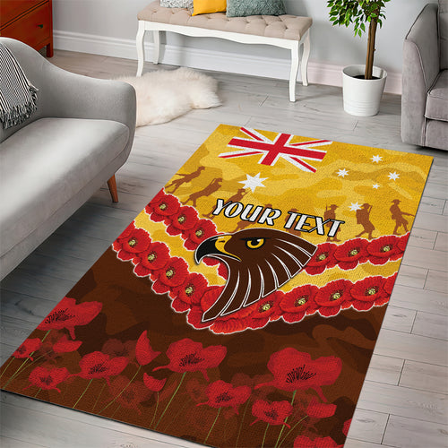 Custom Hawks Football Area Rug ANZAC Lest We Forget