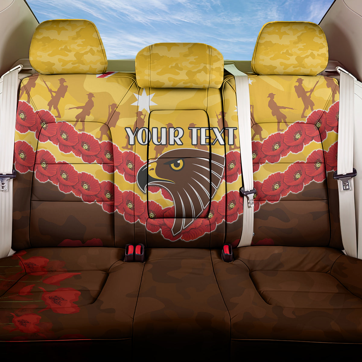 Custom Hawks Football Back Car Seat Cover ANZAC Lest We Forget