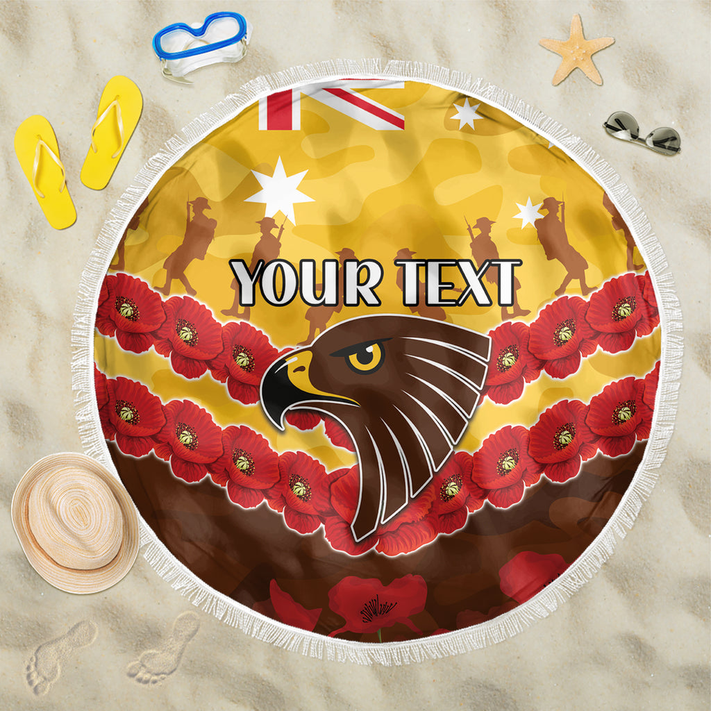 Custom Hawks Football Beach Blanket ANZAC Lest We Forget
