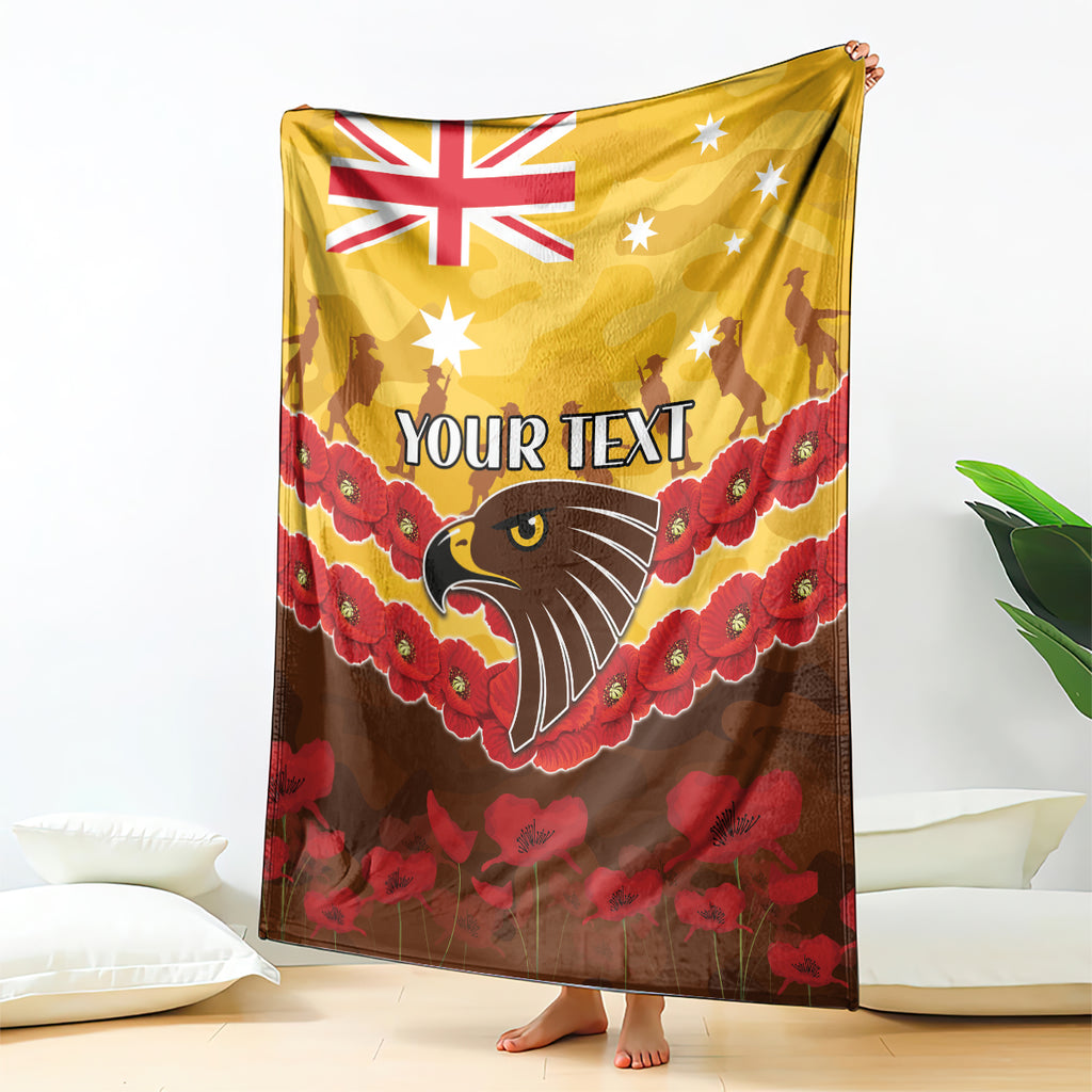 Custom Hawks Football Blanket ANZAC Lest We Forget