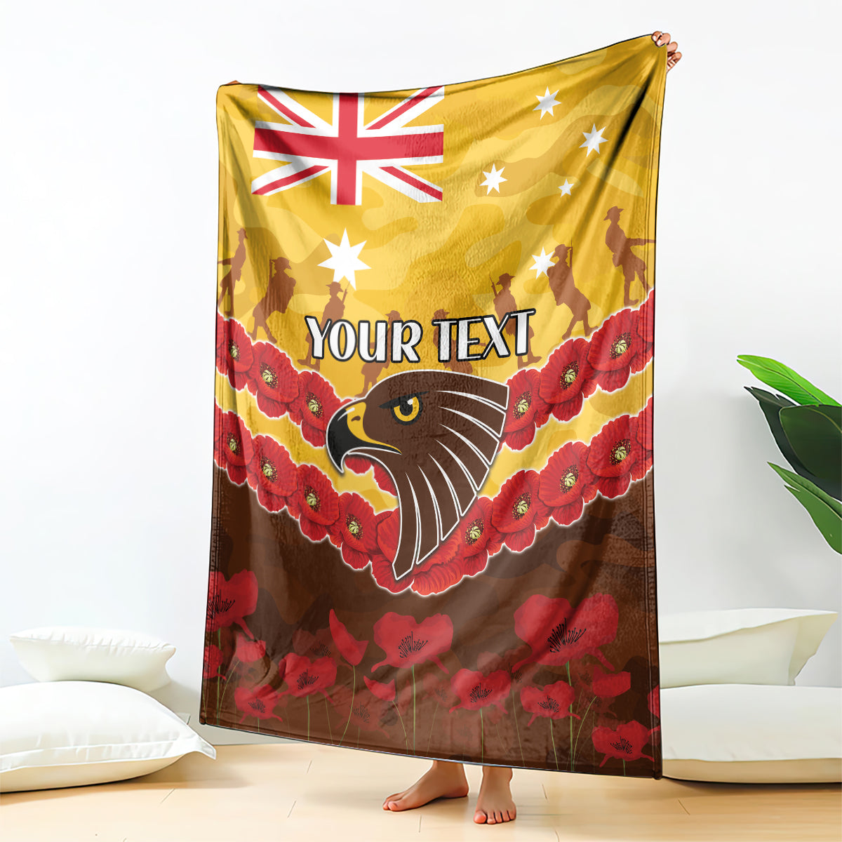 Custom Hawks Football Blanket ANZAC Lest We Forget