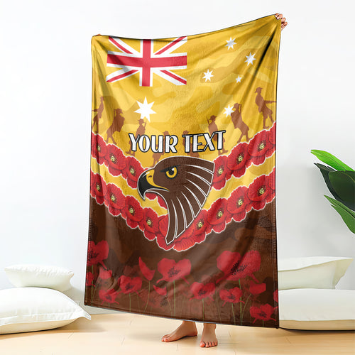 Custom Hawks Football Blanket ANZAC Lest We Forget