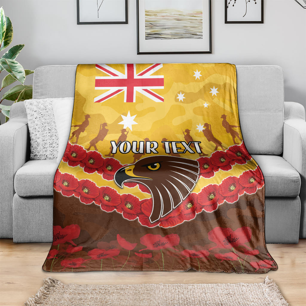 Custom Hawks Football Blanket ANZAC Lest We Forget