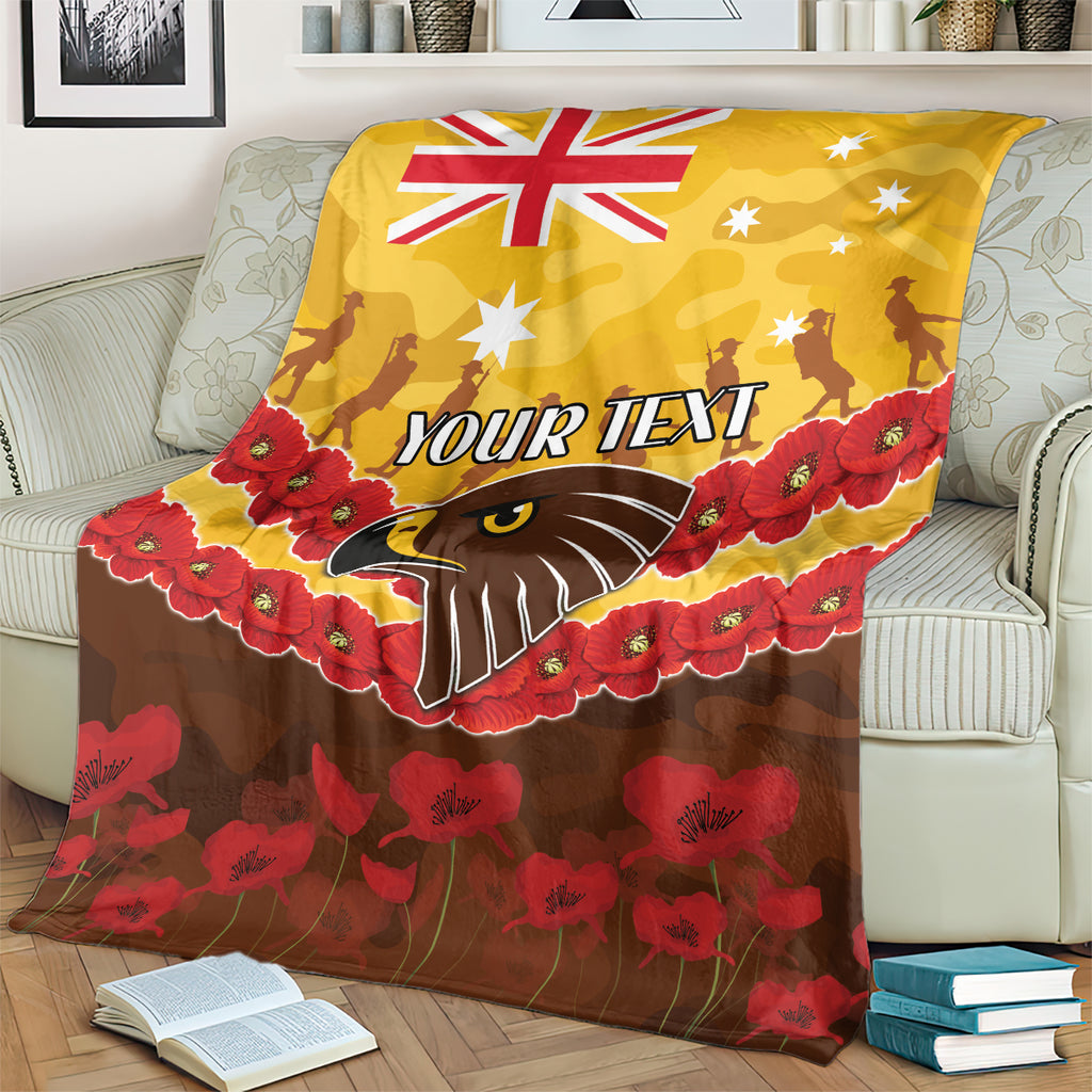 Custom Hawks Football Blanket ANZAC Lest We Forget