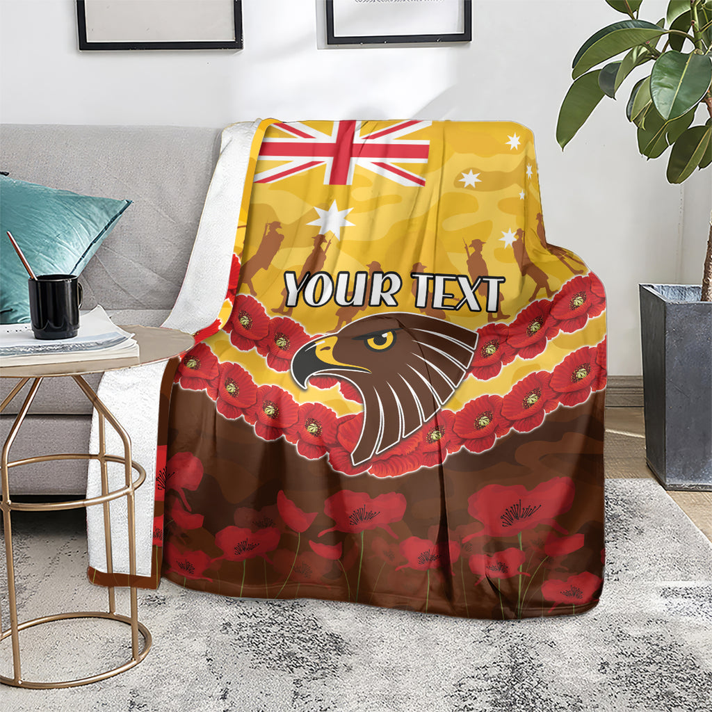 Custom Hawks Football Blanket ANZAC Lest We Forget