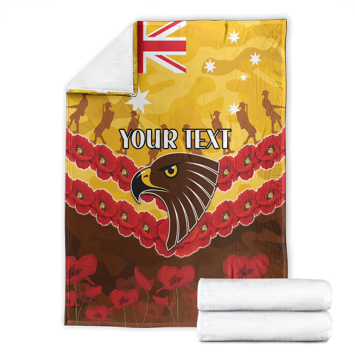Custom Hawks Football Blanket ANZAC Lest We Forget