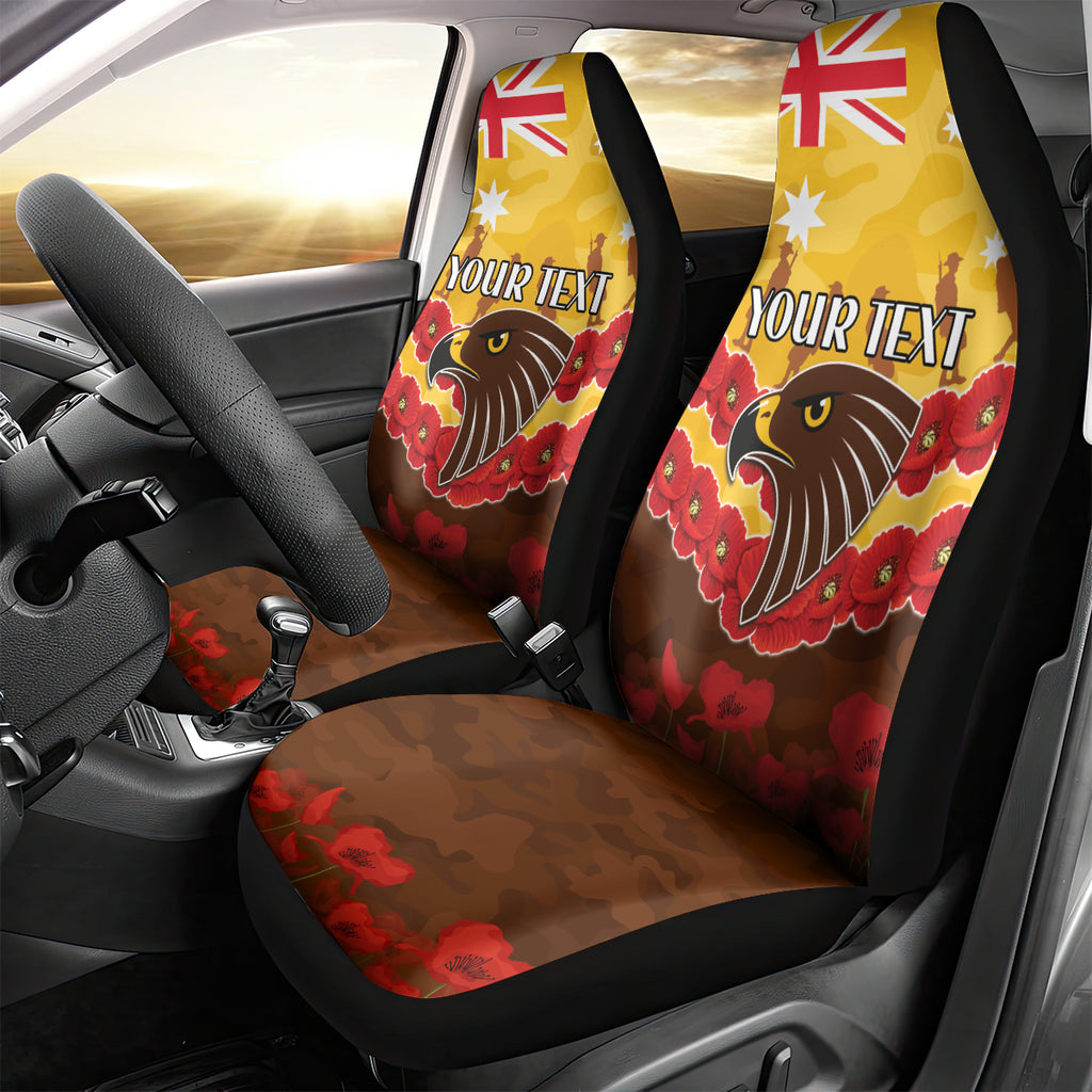 Custom Hawks Football Car Seat Cover ANZAC Lest We Forget