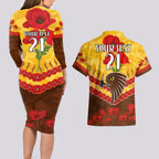Custom Hawks Football Couples Matching Long Sleeve Bodycon Dress and Hawaiian Shirt ANZAC Lest We Forget