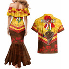 Custom Hawks Football Couples Matching Mermaid Dress and Hawaiian Shirt ANZAC Lest We Forget